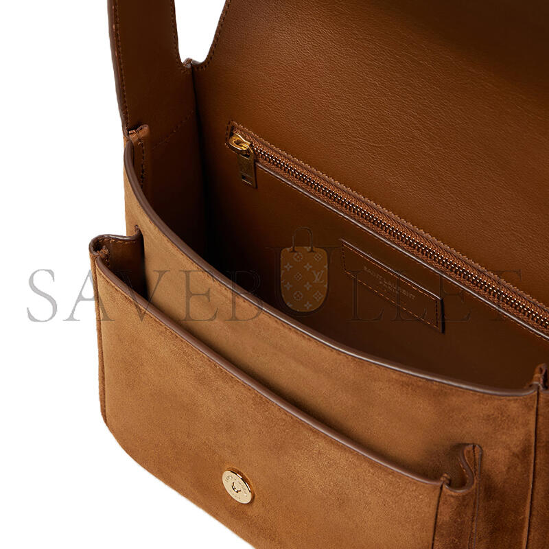 YSL SAINT LAURENT SMALL SATCHEL IN SUEDE 633151 (21*16*5cm)